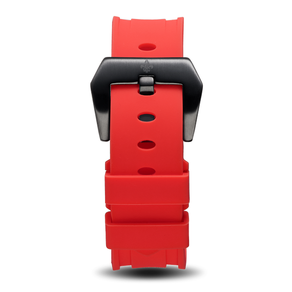 The Avalon Black + Red Silicone Strap