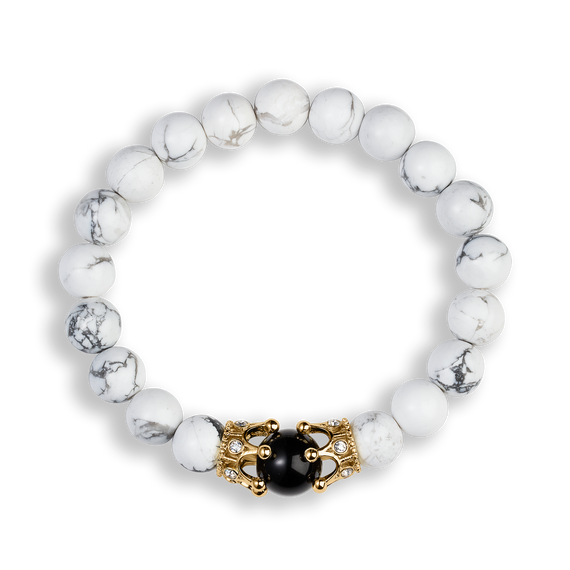 Black and White Howlite Natural Gemstone Bracelet, For Fashion,Sprituality,  Size: 8mm at Rs 200/piece in Kashipur
