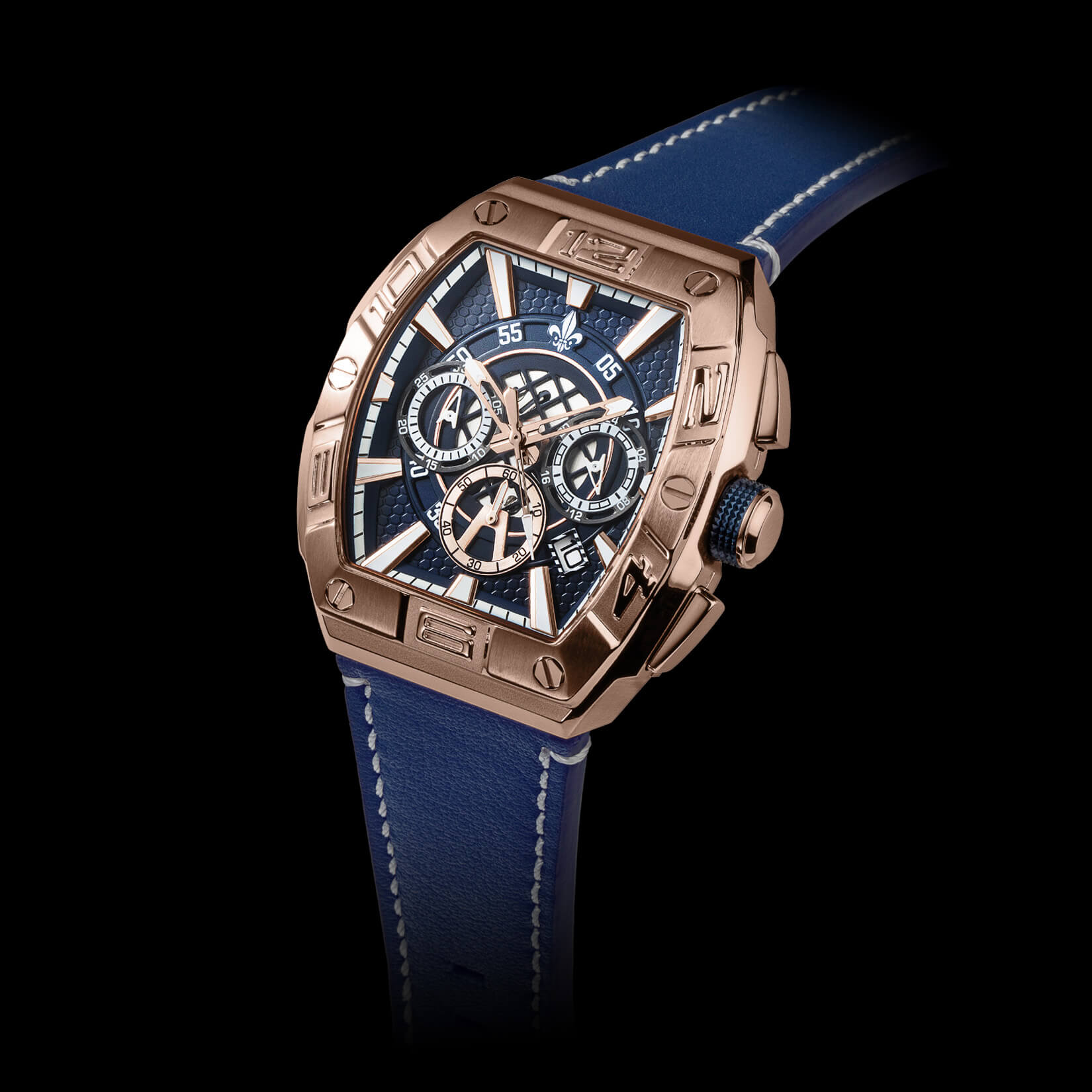 The Intrepid Chronograph | Rose Gold And Blue | Ralph Christian