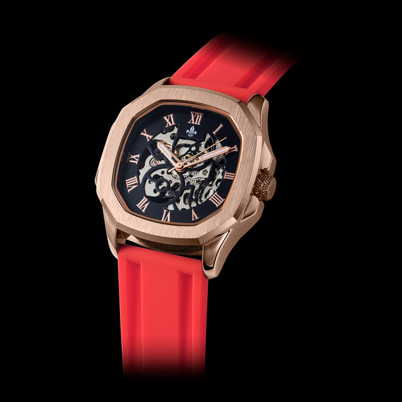 Red Silicone Strap With Rose Gold Buckle